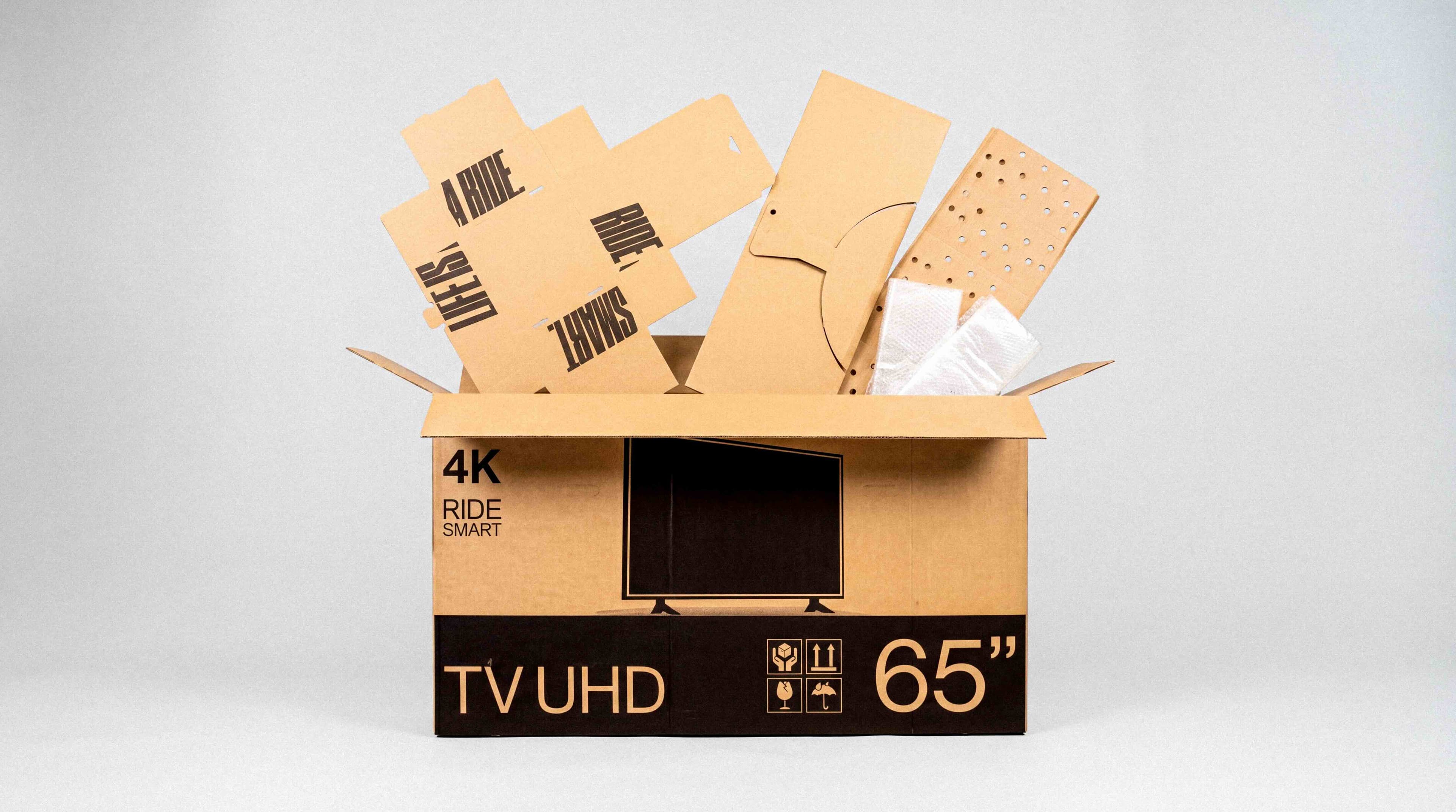 Open buycycle box showing all included packaging components