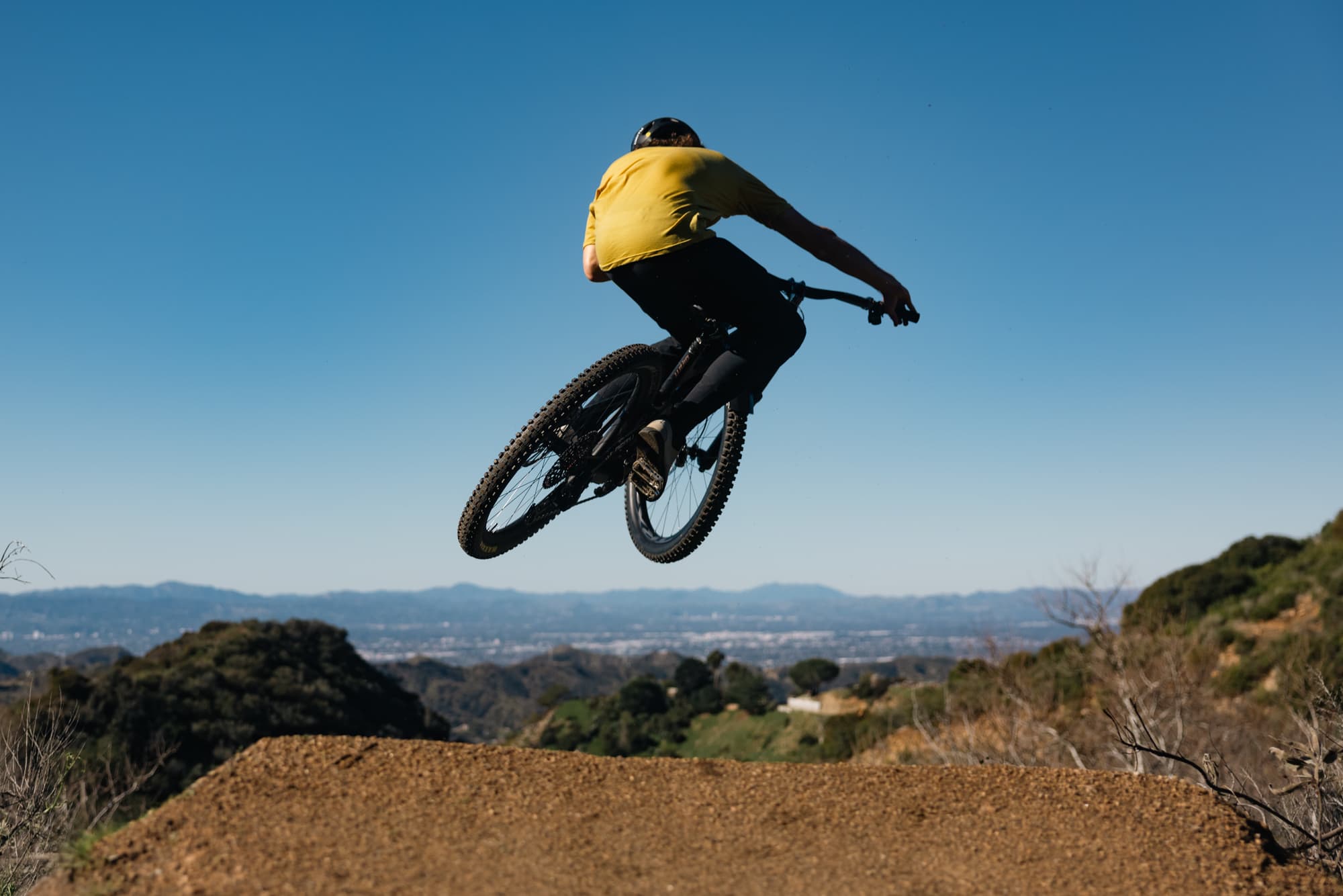 Mountain biker jumping