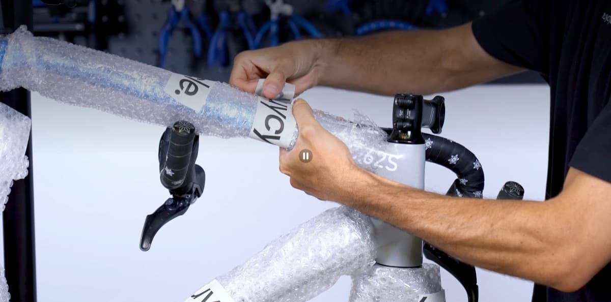 Wrapping bike handlebars for shipping